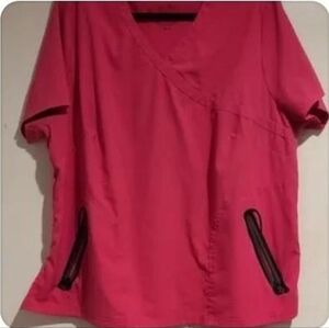 Scrub Pink KOI Top with Black Accents